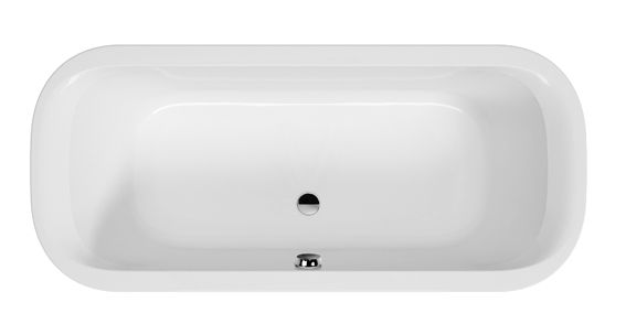 baignoire ovale en acrylique blanc avec vidage en position centrale, à encastrer - BAIGNOIRE OVALE BILLIE