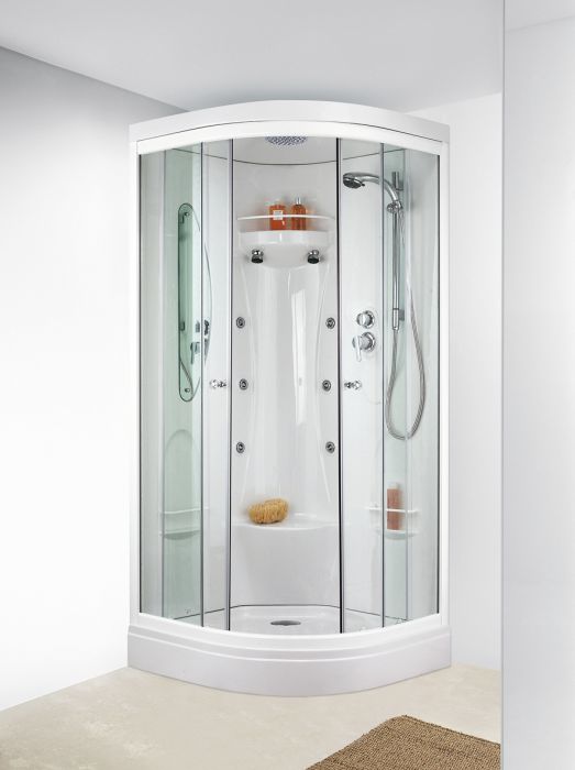 Cabine de douche intégrale avec hydromassage - CABINE PORTES COULISSANTES 1/4 ROND ODYSSÉE